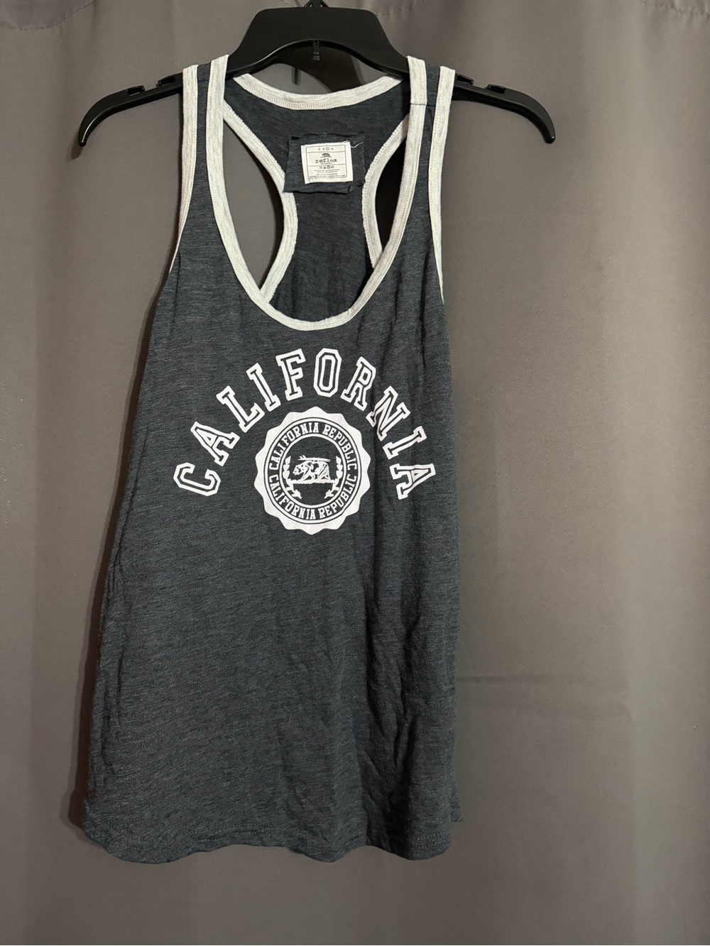 Reflex Dark Gray Racerback Tank with White Trim